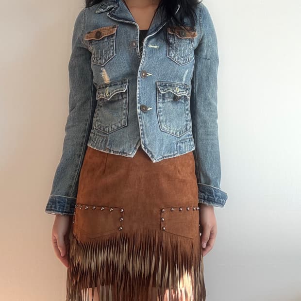 웨스턴 스웨이드 미니 스커트