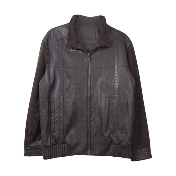크로커다일 리얼 양가죽 니트 믹스 레더 자켓 M