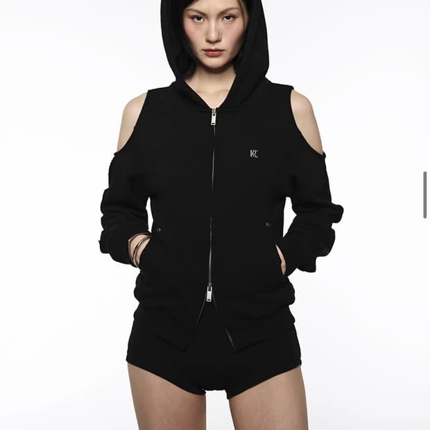 락케이크 오프셋 컷아웃 집업 후디