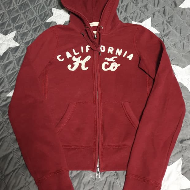 홀리스터 빈티지 캘리포니아 기모 후드집업 버건디 (XS)