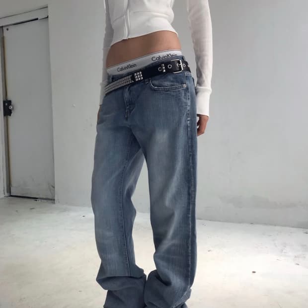 쿄이 스트레이트 진 STACKED LOW DENIM PT 