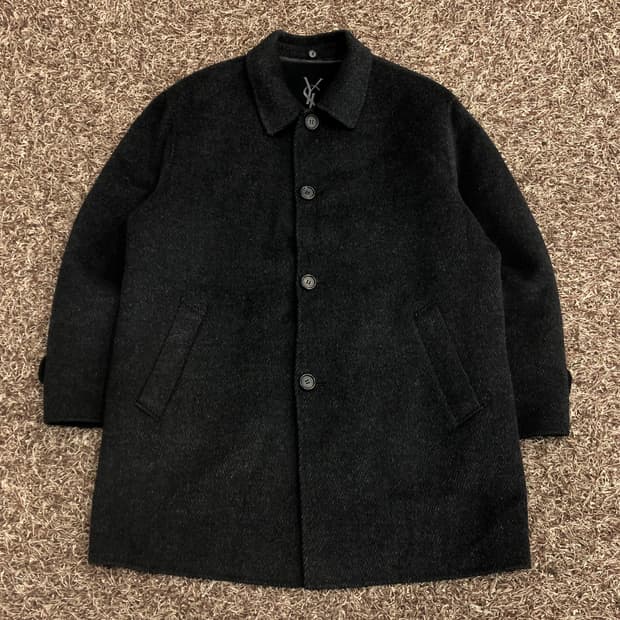 입생로랑 아카이브 울 해링본 미니멀 코트