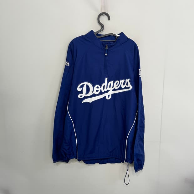 마제스틱 다저스 자켓 웜업 반집업 L 