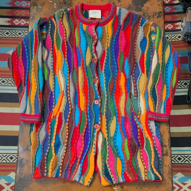 호주 90s 림노스 3D 케이블 스웨터 롱 가디건 여성 55 66