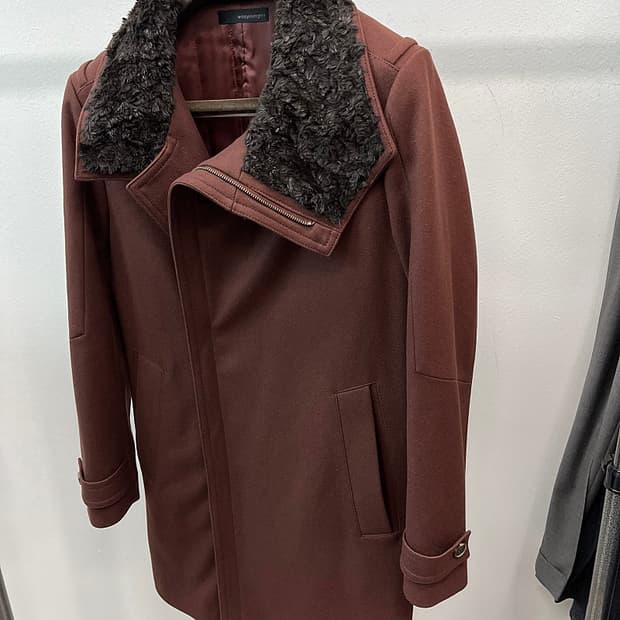 95) 우영미 10fw 버건디 캐시미어 코트