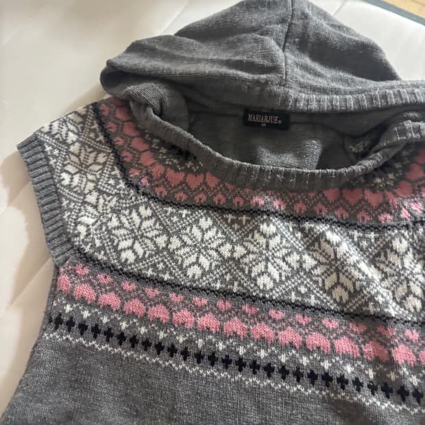 [노르딕 반팔 후드 원피스] 갸루 룸웨어 잠옷 하구미 모리 핑크 그레이