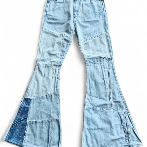 캐피탈(KAPITAL) 패치워크 벨보텀 데님