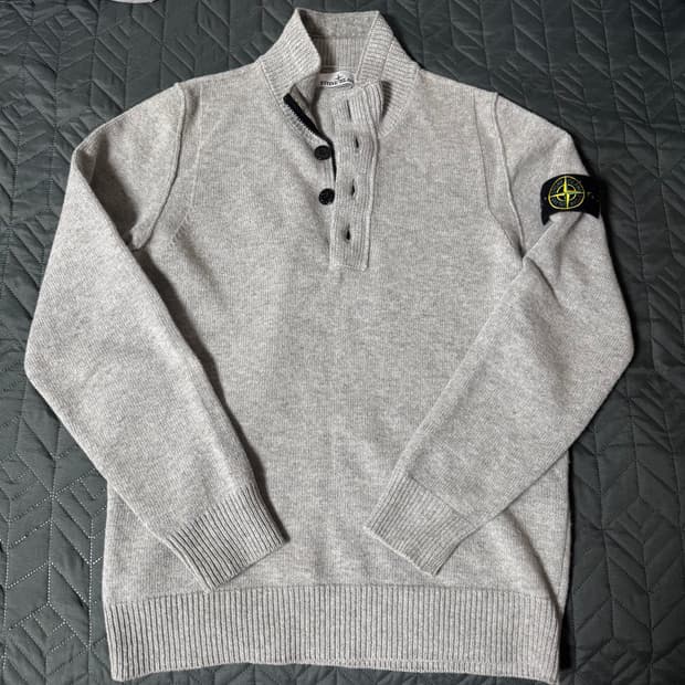 [L] 스톤아일랜드 하프 집업 니트 멜란지그레이