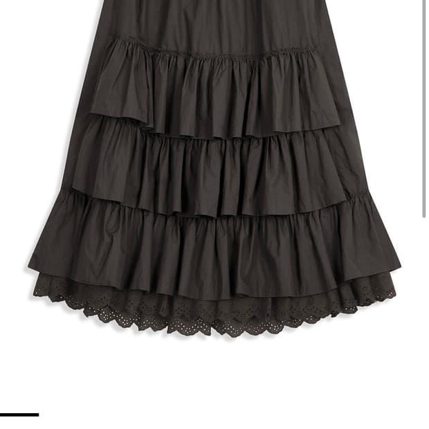 ROLLED WAIST TIERED SKIRT, CHARCO 