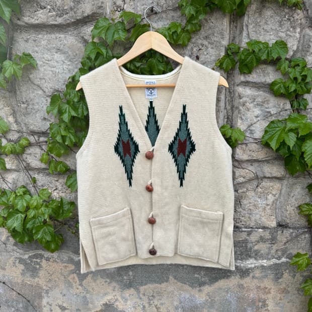 오르테가 핸드 우븐 울 네이티브 아메리칸 웨스턴 치마요 베스트 조끼