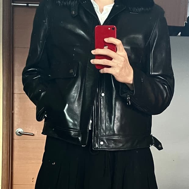 페라가모 비버 퍼 가죽자켓