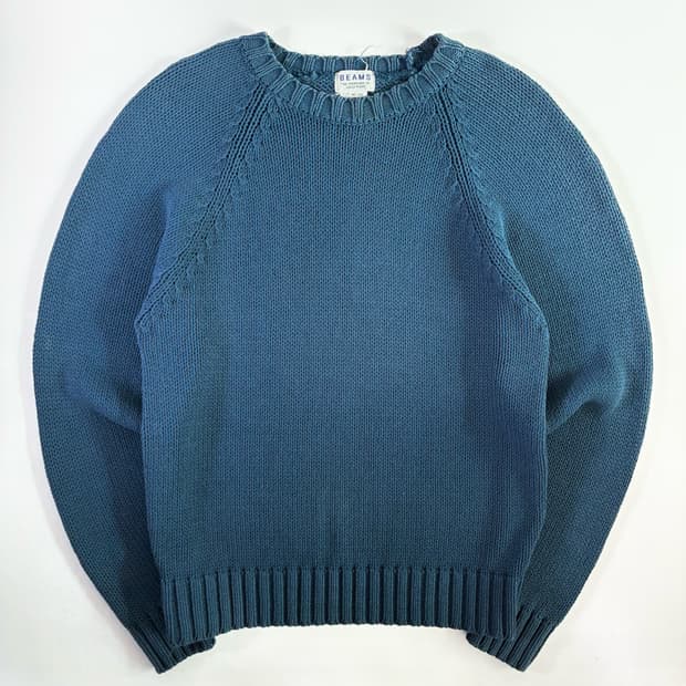 Beams  빔즈 헤비코튼 스카이블루 라운드 니트 