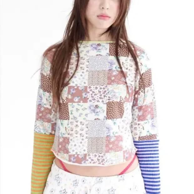 구함)) 샵페어리 ppi ppi 패치워크 탑 브라운 구해요