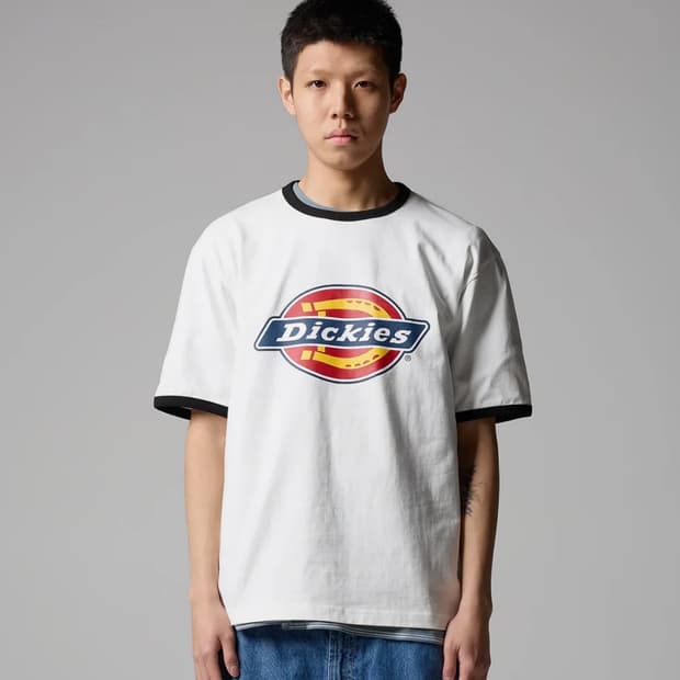 디키즈 트리 로고 링거 티셔츠 White