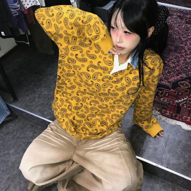 Stussy Paisley Pattern Rugby T-shirt  