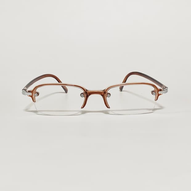 944 빈티지안경 데드스탁 투명 젤리 반무테 안경 브라운 펄그레이 클리어