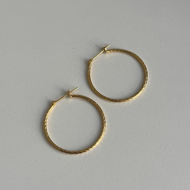 실버925 골드 링귀걸이 