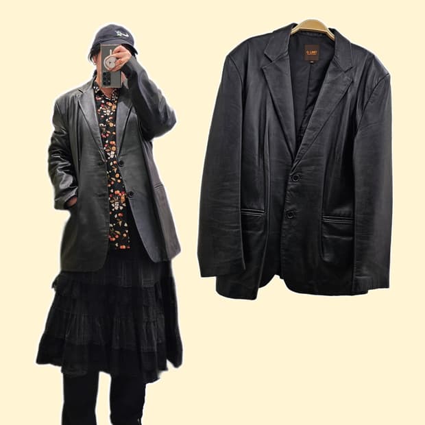 G-Limit 블랙 램스킨 블레이저