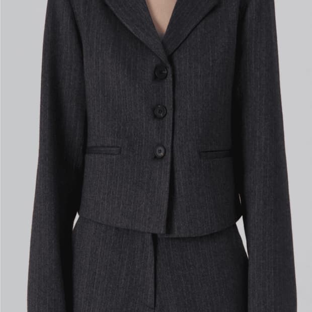 트리밍버드 헤링본 셋업 자켓 (다크 그레이)