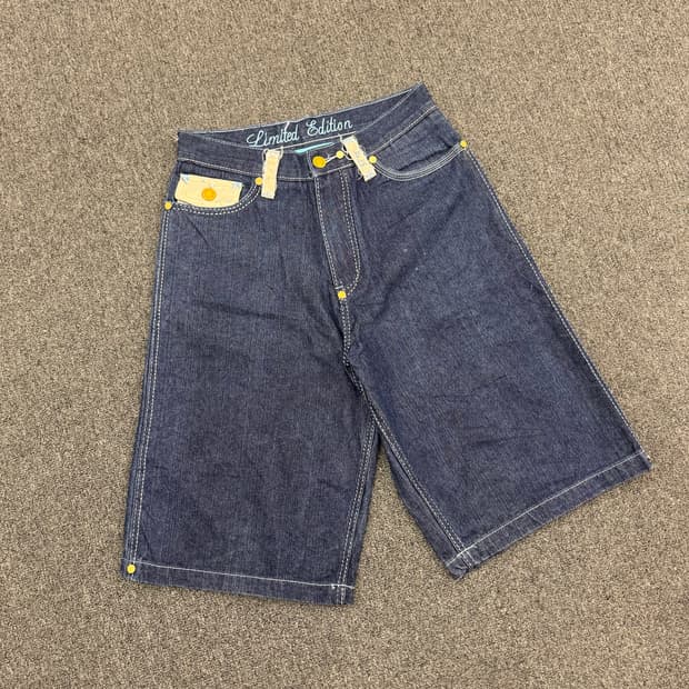 32)Coogi 빈티지 문양 자수 포인트 버뮤다 데님 팬츠