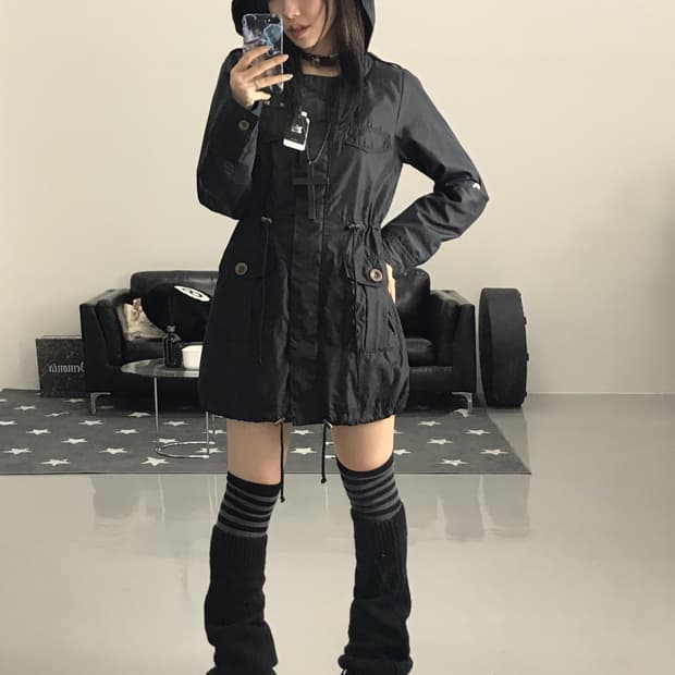 Jpn Black Nylon Puffer Jackets