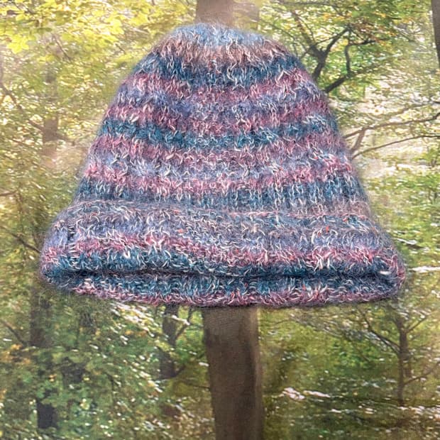 레인보우 빈티지 뜨개 비니