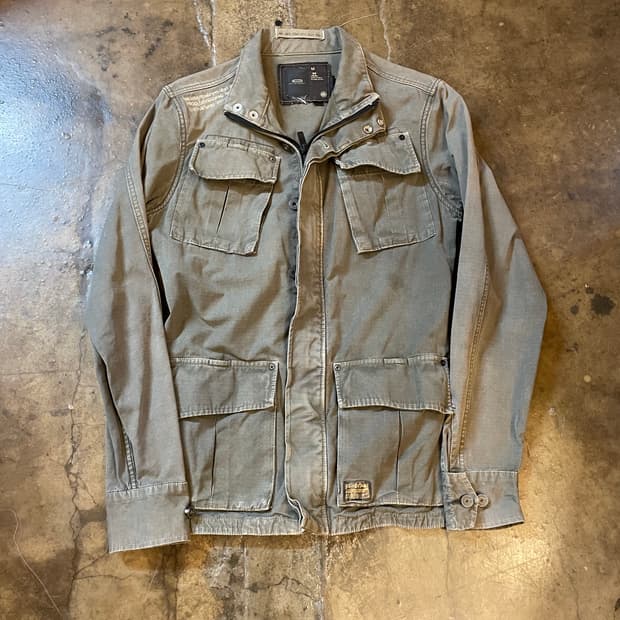 지스타 오리지널 로우 카키 올리브 데님 자켓