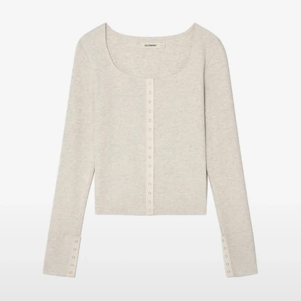 글로니 노스텔지아 롱슬리브 가디건 멜란지베이지