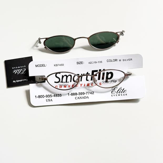 미국제 ELITE 클립온 실버메탈 슬림 오벌 프레임 빈티지 안경