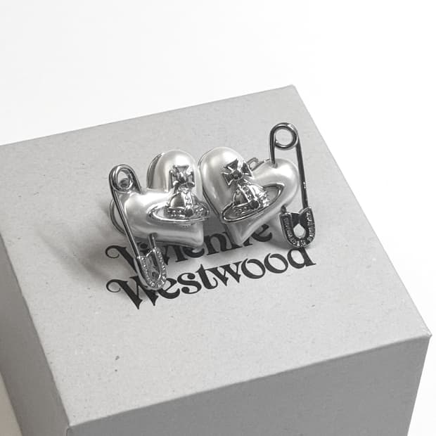 비비안 웨스트우드 하트 펄 클립 귀걸이