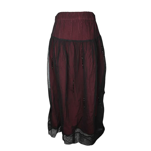 S막스마라 블랙 튤 마룬 밴딩 스커트 66