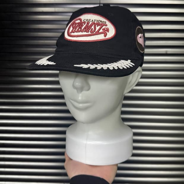 PP:ONE 볼캡 모자 블랙 월계수 패치 스트릿 빈티지 레이싱 라이더