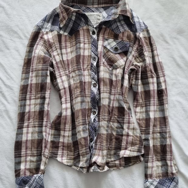 빈티지 모리걸 하구미 갸루 체크 셔츠