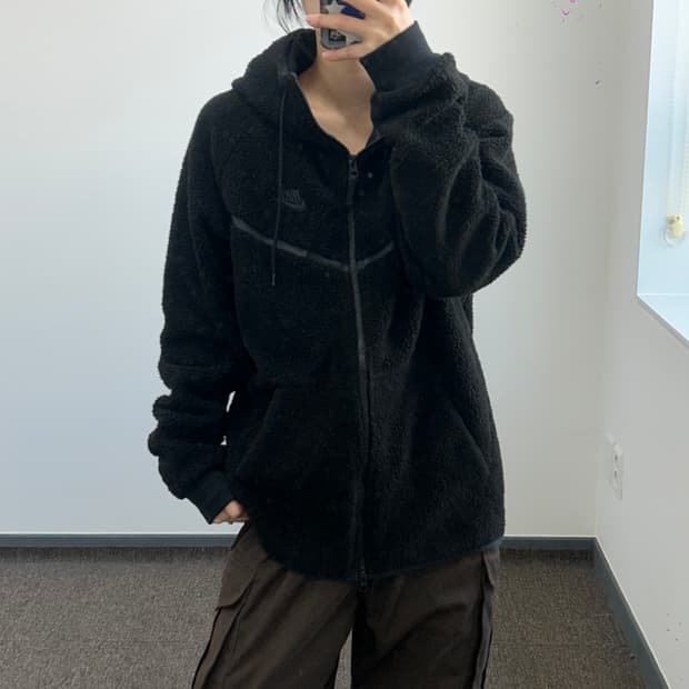 Nike 나이키 2-way 블랙 스우시 후리스 후드집업