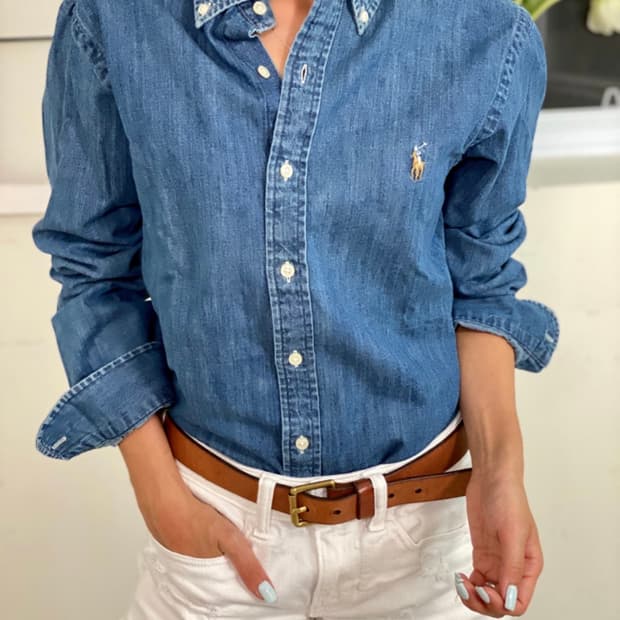 폴로 슬림핏 데님 셔츠 m