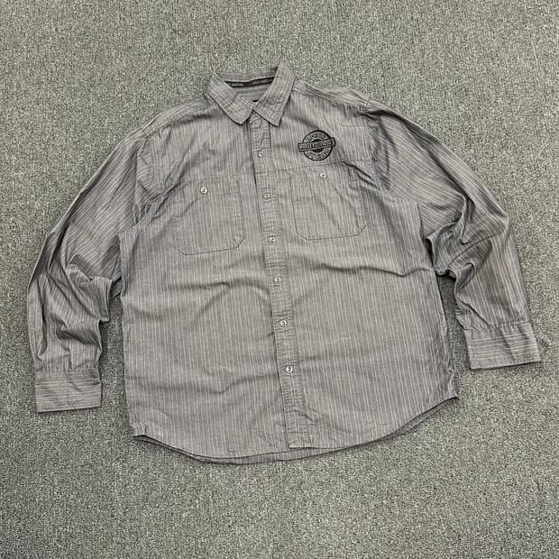 L)할리데이비슨 vintage 레일로드 스트라이프 긴팔셔츠