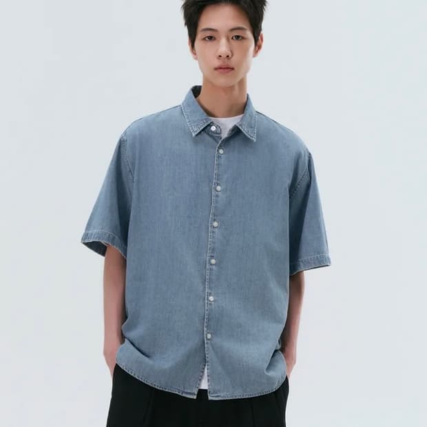 무탠다드 릴렉스드 반소매 데님 셔츠