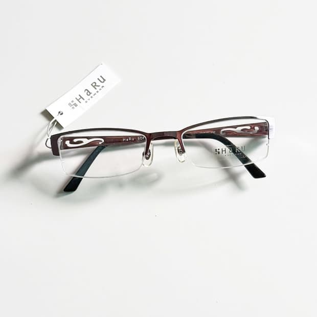 HARU 퍼플 반무테 스퀘어 메탈 프레임 빈티지 안경