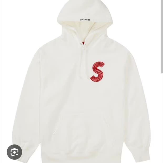 슈프림 S로고 화이트 후드티 XL