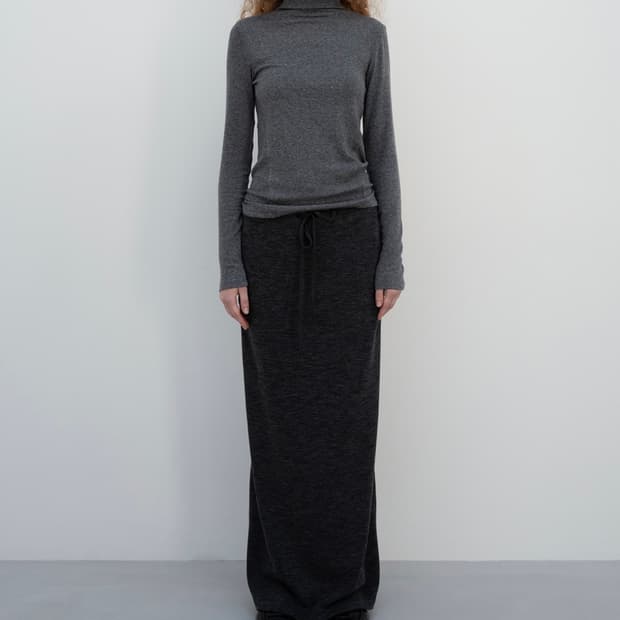 LFM) Drawstring String Maxi Skirt 차콜