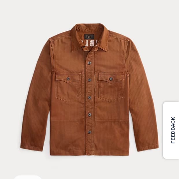 rrl 더블알엘 임브로이더 헤링본 트윌 오버셔츠