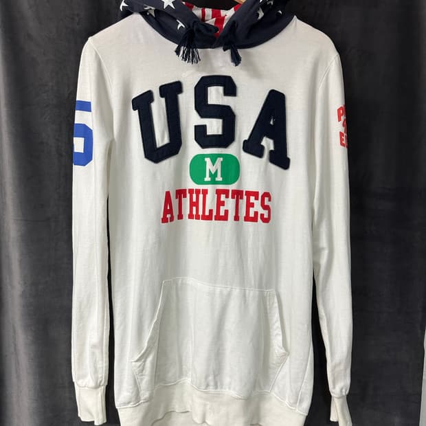 USA ATHLETES 성조기 후드 빅로고 후드티 M