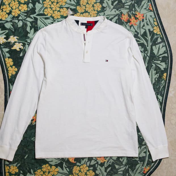 타미힐피거 헨리넥 긴팔 티셔츠 L 화이트