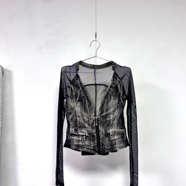 japanese vintage see-through zip-up