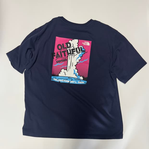 노스페이스 뒷 프린팅 하이렌드 반팔 티셔츠 XL ~ 2XL 네이비