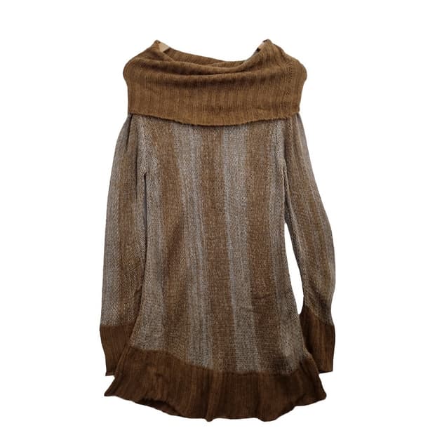 OFUON 오프숄더 터틀넥 니트 미니 원피스 아크릴 100%