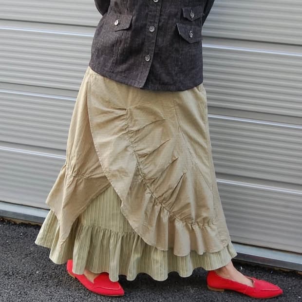 언발란스 롱스커트 베이지