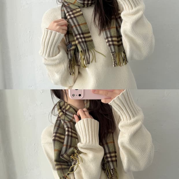 Burberry 버버리 카키컬러 노바체크 캐시미어 머플러