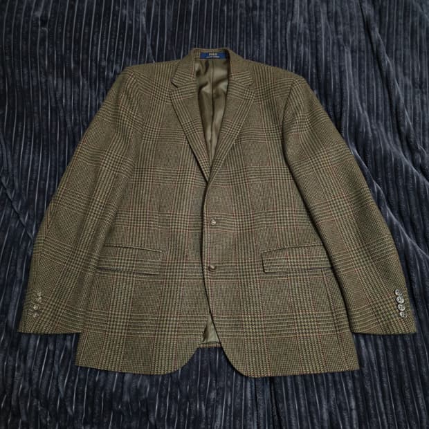 폴로 브라운 트위드 자켓 44R