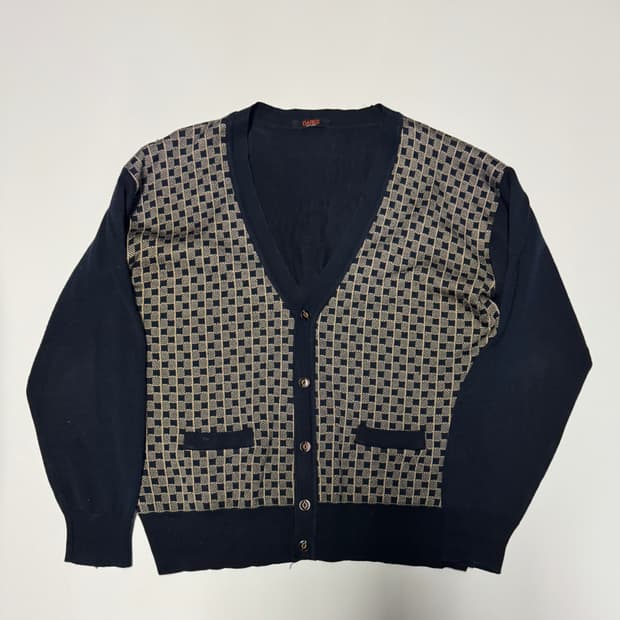 여성 닥스 daks 빈티지 패턴 가디건 네이비 L